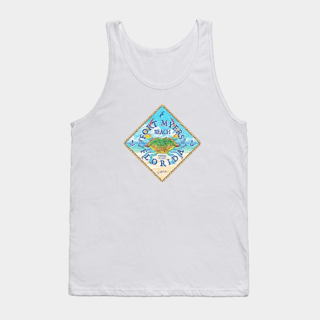 Fort Myers Beach, Florida, Blue Crab on Beach Tank Top by jcombs